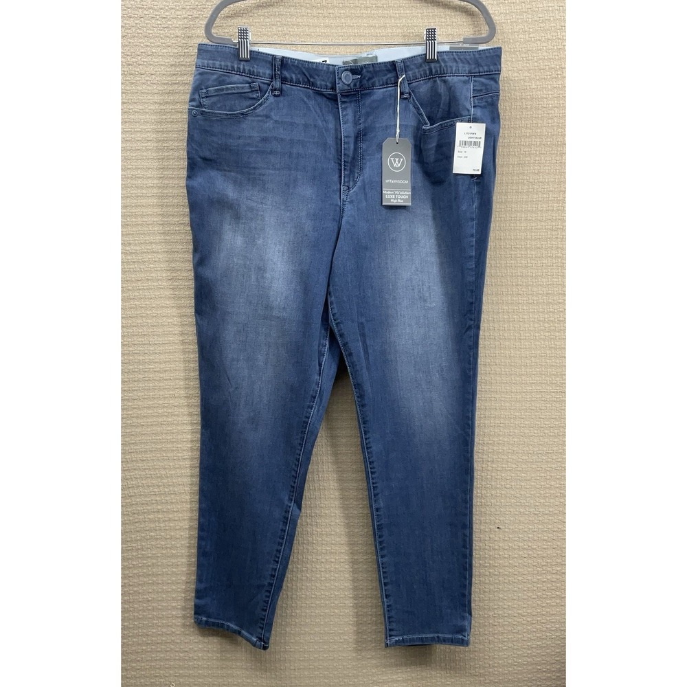 Wit & Wisdom Womens Sz 18 Jeans Skinny Ankle Denim Blue Elastic Waist High Rise